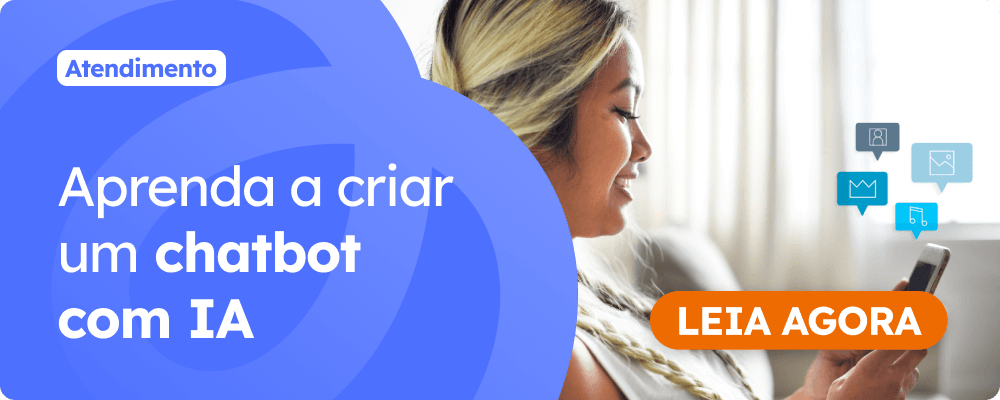 Imagem com link para blogpost "Aprenda a criar um chatbot com IA".